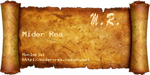 Mider Rea névjegykártya